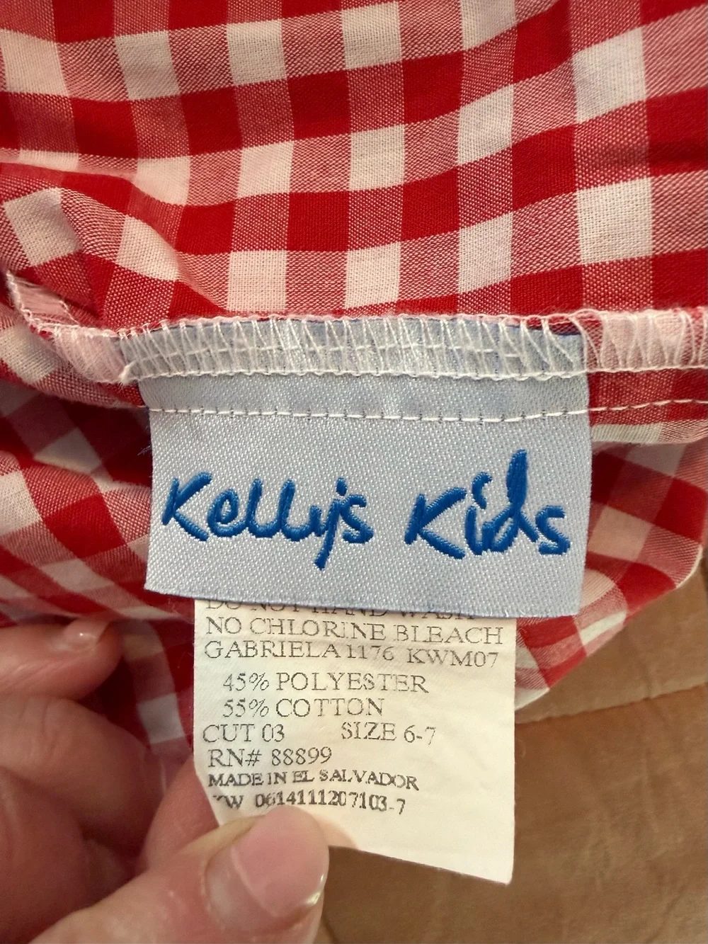 Kelly's Kids Red and White Gingham Lace-Trim Dress